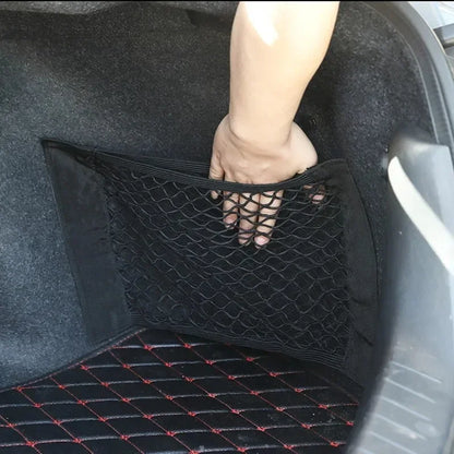 Car Back Rear Mesh Trunk Seat Elastic String Net Magic Sticker Universal Storage Bag Pocket Cage Auto Organizer Seat Back Bag