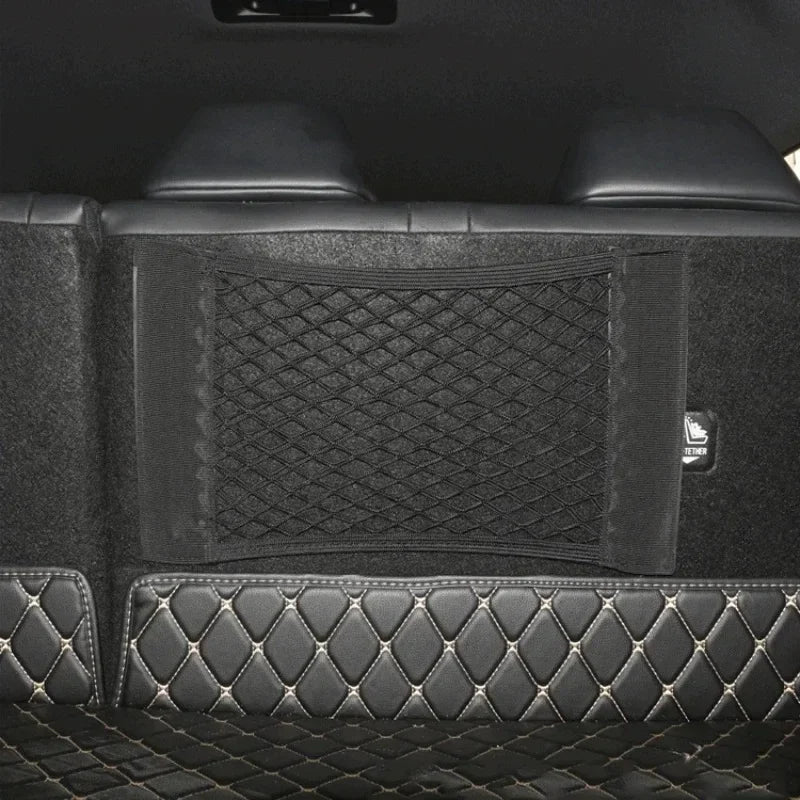 Car Back Rear Mesh Trunk Seat Elastic String Net Magic Sticker Universal Storage Bag Pocket Cage Auto Organizer Seat Back Bag