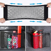 Car Back Rear Mesh Trunk Seat Elastic String Net Magic Sticker Universal Storage Bag Pocket Cage Auto Organizer Seat Back Bag